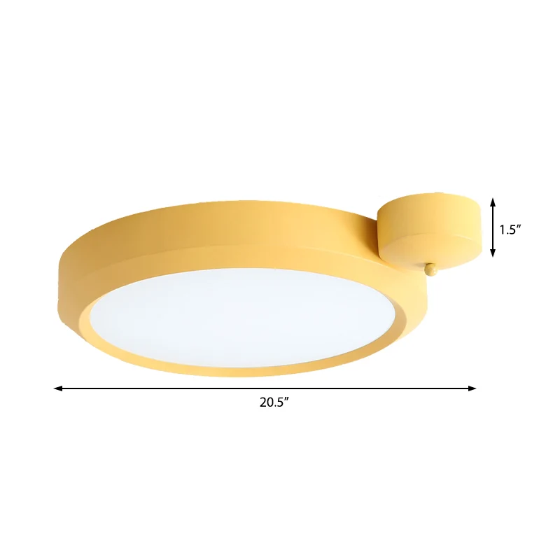 Plafonnier rond à LED intégré en métal bleu/rouge/jaune, plafonnier nordique en deuxième vitesse, 20,5"/25" de largeur Cle...