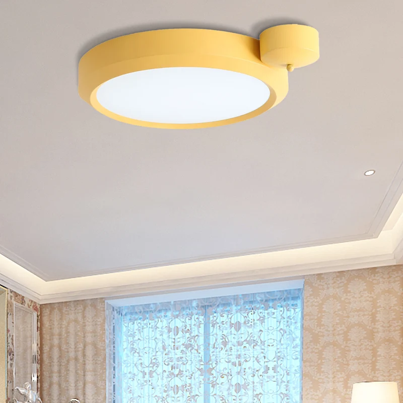 Plafonnier rond à LED intégré en métal bleu/rouge/jaune, plafonnier nordique en deuxième vitesse, 20,5"/25" de largeur Cle...