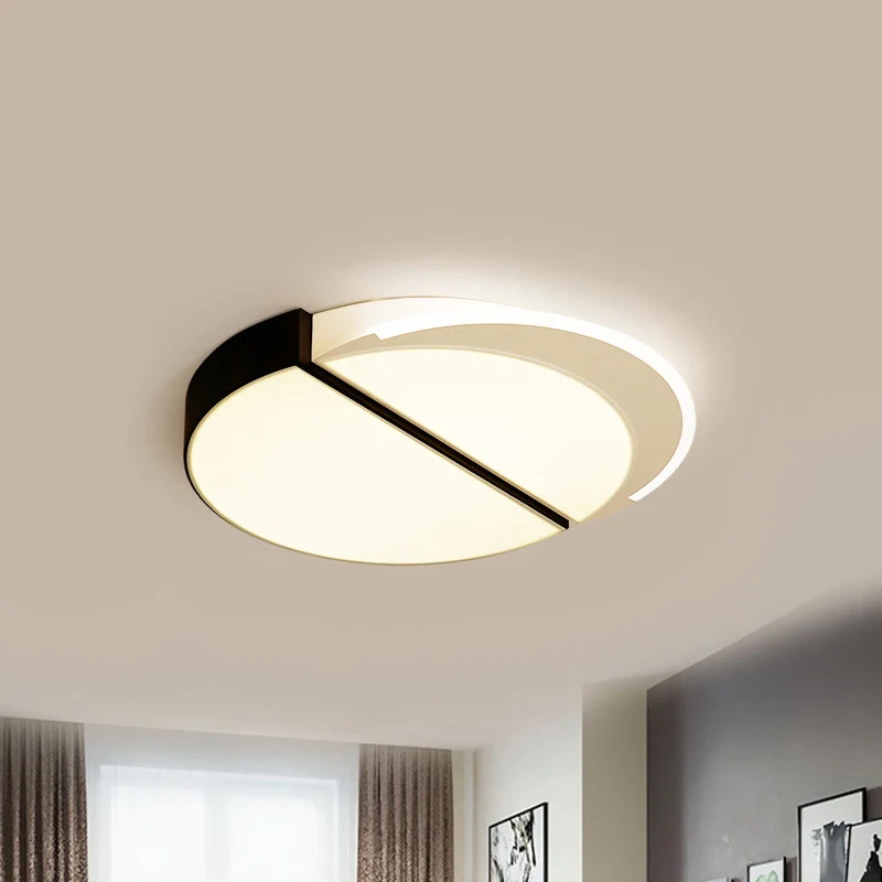 Plafonnier rond noir et blanc, luminaire moderne à LED en métal, lumière chaude/blanche/3 couleurs, 16 "/ 19,5" de large C...