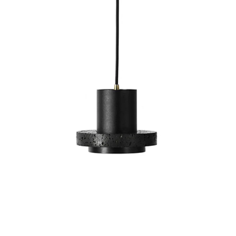 Plafonnier rond plat Simplicity Terrazzo Lampe suspendue à chapeau noir à ampoule unique Clearhalo