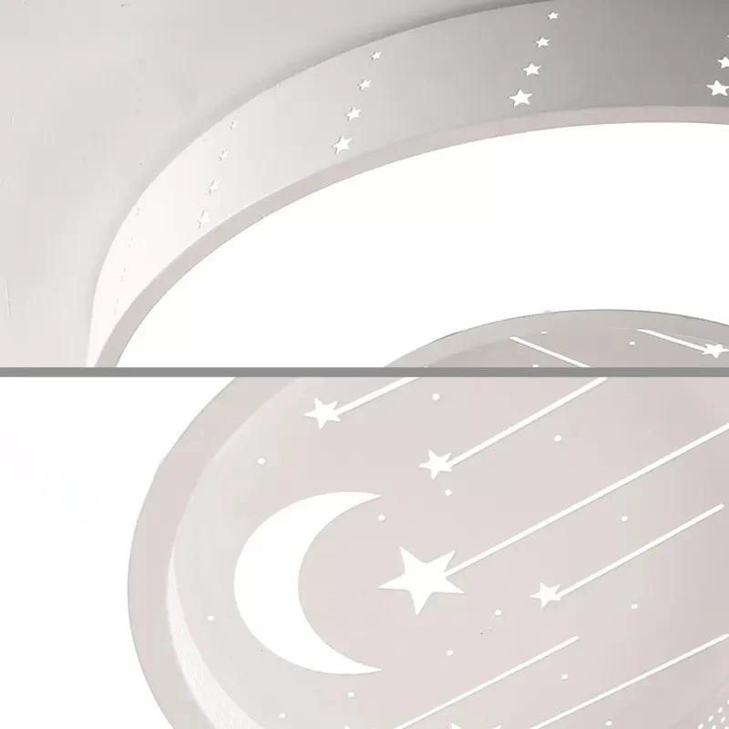 Plafonnier rond étoilé en métal pour chambre de fille, plafonnier de dessin animé, blanc Clearhalo