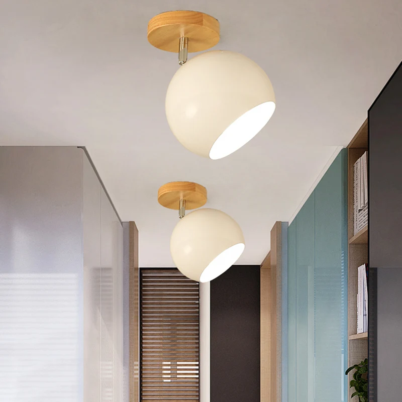 Plafonnier rotatif en métal à 1 lumière, abat-jour orbe, pour couloir de salle d'étude Clearhalo