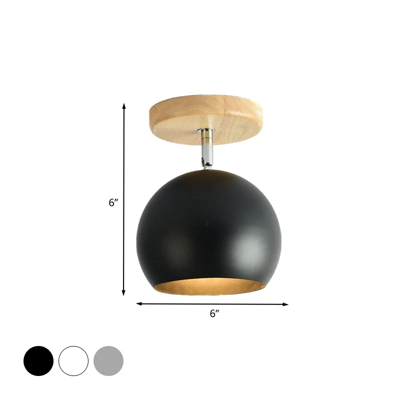 Plafonnier rotatif en métal à 1 lumière, abat-jour orbe, pour couloir de salle d'étude Clearhalo