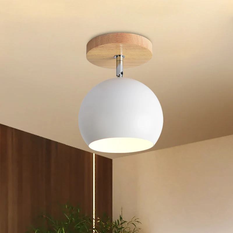 Plafonnier rotatif en métal à 1 lumière, abat-jour orbe, pour couloir de salle d'étude Clearhalo
