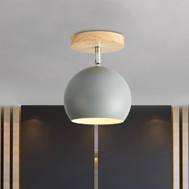 Plafonnier rotatif en métal à 1 lumière, abat-jour orbe, pour couloir de salle d'étude Clearhalo