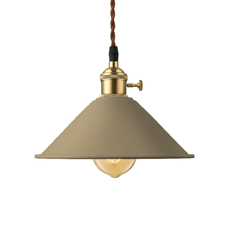 Plafonnier de salle à manger à abat-jour conique en métal de Style industriel, 1 luminaire suspendu gris clair/blanc/rose...