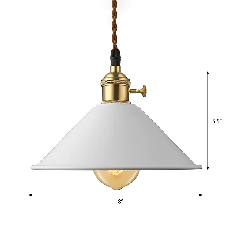 Plafonnier de salle à manger à abat-jour conique en métal de Style industriel, 1 luminaire suspendu gris clair/blanc/rose...