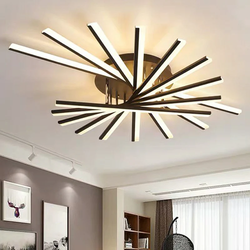 Plafonnier Semi-affleurant radial en acrylique modernisme LED plafonnier pour salon Clearhalo