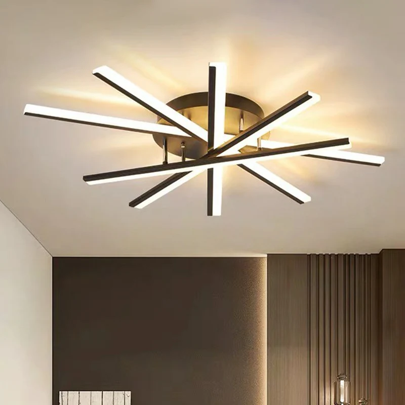Plafonnier Semi-affleurant radial en acrylique modernisme LED plafonnier pour salon Clearhalo