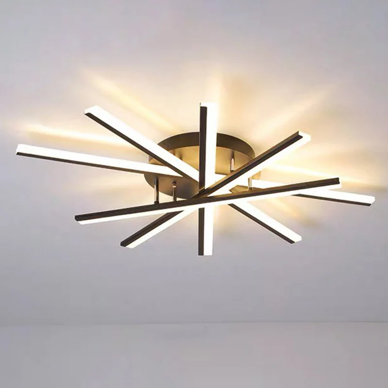 Plafonnier Semi-affleurant radial en acrylique modernisme LED plafonnier pour salon Clearhalo