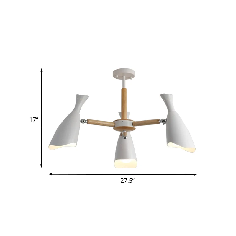 Plafonnier semi-encastré en fer à large évasement modernisme, 3/5 têtes, 27,5"/33,5" de largeur, luminaire de plafond en b...