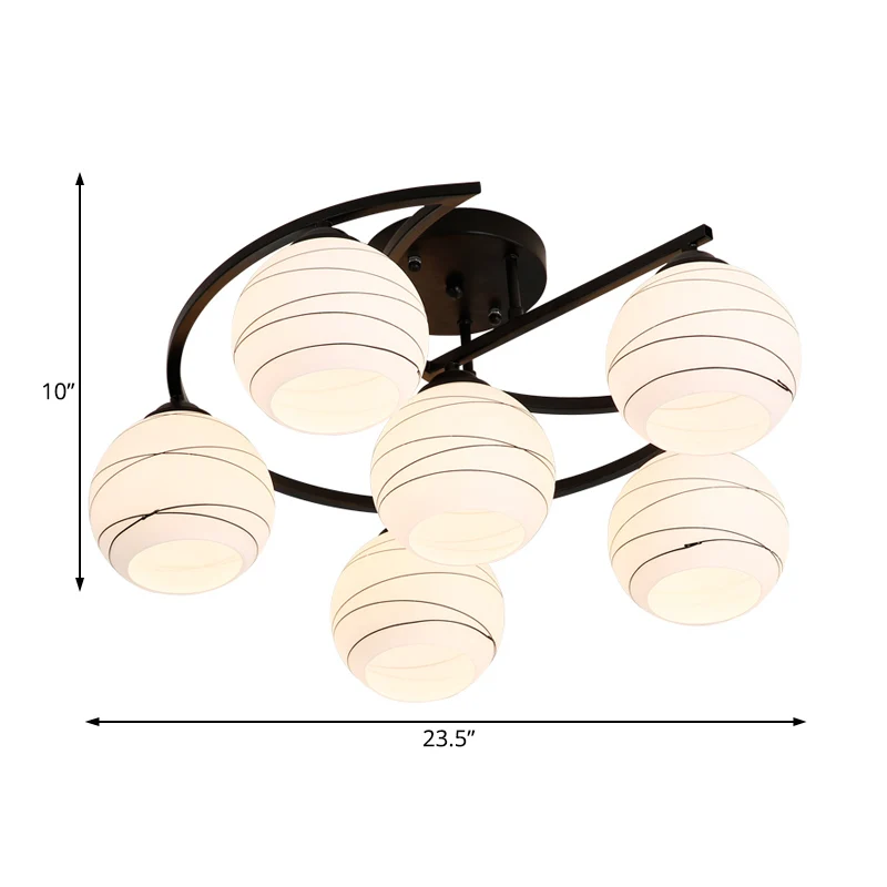Plafonnier semi-encastré en forme d'orbe en verre blanc, rustique, 3/6 lumières, pour salle à manger, plafonnier suspendu...