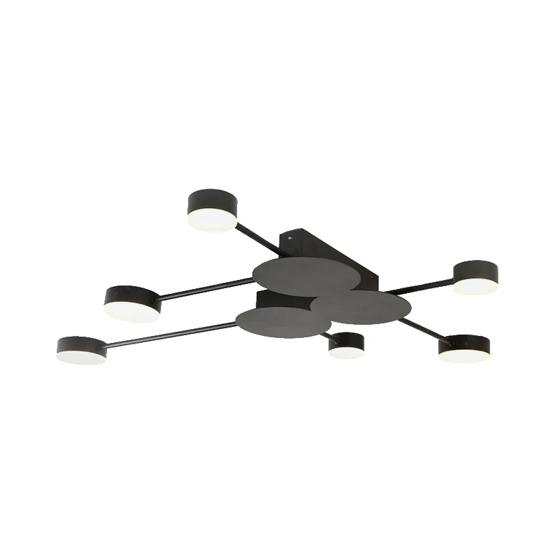 Plafonnier semi-encastré linéaire pour chambre d'enfant avec abat-jour tambour, plafonnier moderne en métal noir Clearhalo