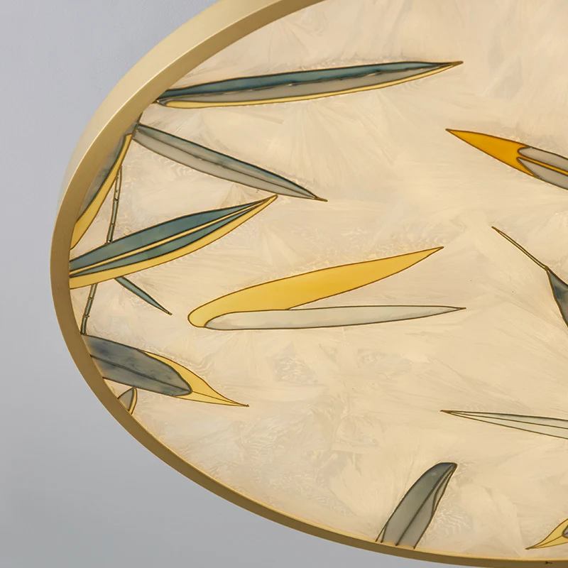 Plafonnier semi-encastré à 1 lumière, 16 / 23,5 po de large, luminaire de plafond rond traditionnel en verre dépoli, doré...