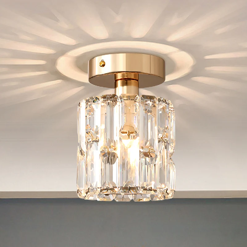 Plafonnier semi-encastré postmoderne en cristal clair/gris fumé, cylindre à 1 ampoule, petit plafonnier Clearhalo