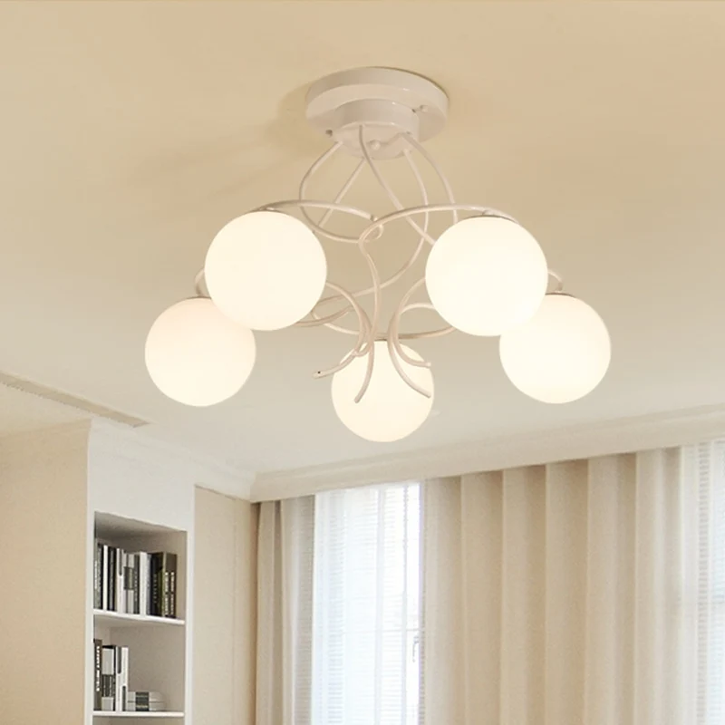 Plafonnier semi-encastré rond noir/blanc en verre laiteux traditionnel, 3/5 lumières, plafonnier de salon Clearhalo
