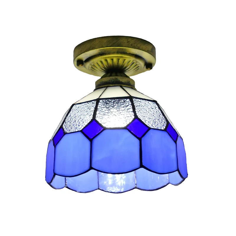 Plafonnier semi-encastré en verre quadrillé à 1 tête, abat-jour classique en forme de cloche Clearhalo
