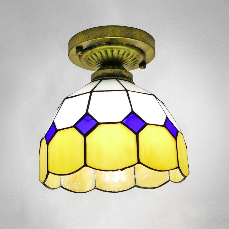 Plafonnier semi-encastré en verre quadrillé à 1 tête, abat-jour classique en forme de cloche Clearhalo