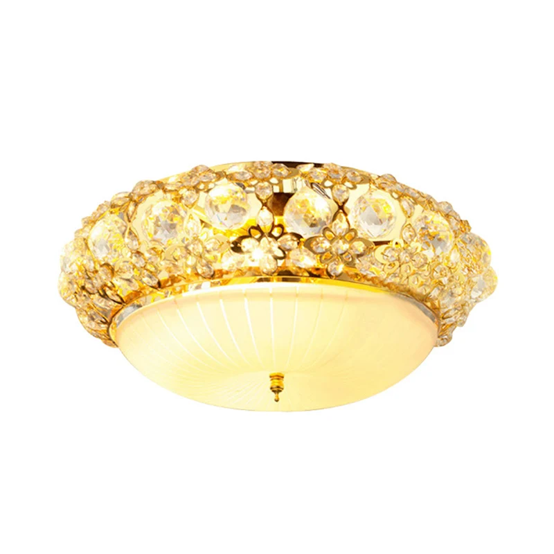 Plafonnier semi-monté moderne en cristal transparent avec diffuseur en verre opale, doré, 15 / 19 po Clearhalo