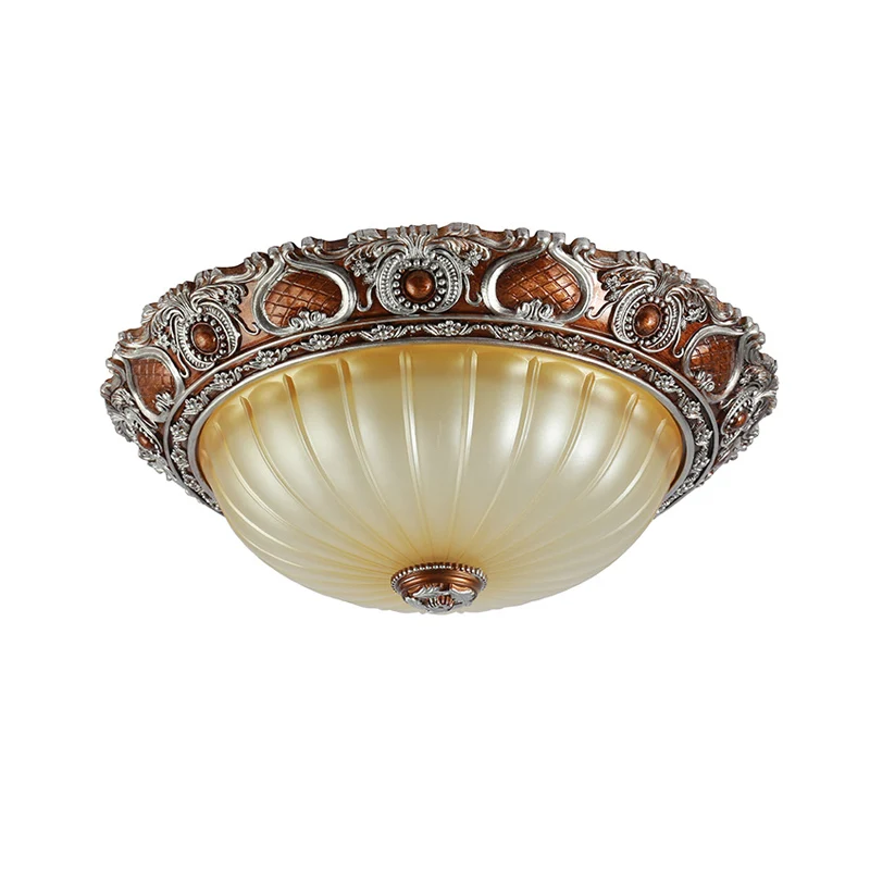 Plafonnier semi-sphérique en résine classique à montage encastré plissé à 2/3 lumières marron, 13"/17"/19,5" de large Clea...