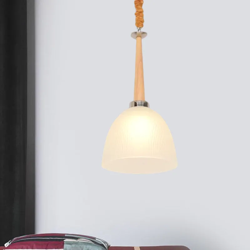 Plafonnier simple à 1 tête, dôme beige, suspension avec abat-jour en verre prismatique blanc, 11,5"/14" de large Clearhalo