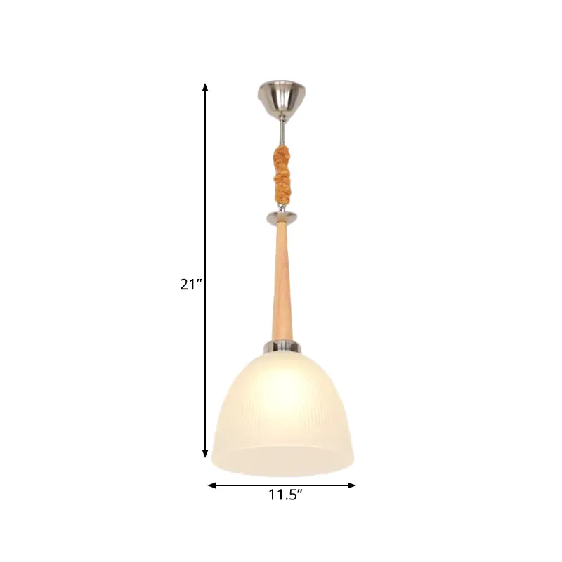 Plafonnier simple à 1 tête, dôme beige, suspension avec abat-jour en verre prismatique blanc, 11,5"/14" de large Clearhalo