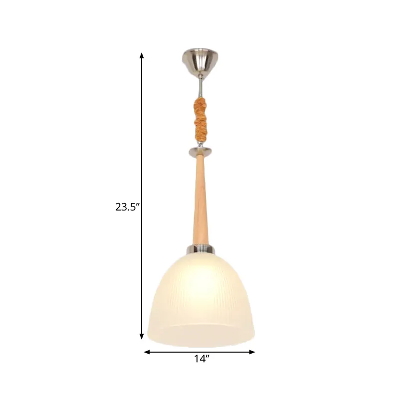 Plafonnier simple à 1 tête, dôme beige, suspension avec abat-jour en verre prismatique blanc, 11,5"/14" de large Clearhalo