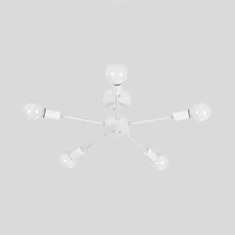 Plafonnier Spoutnik en métal nordique, 5/10 lumières, blanc/noir, Semi-encastré, pour chambre à coucher Clearhalo