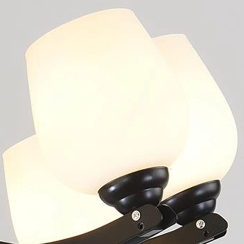 Plafonnier Spoutnik en verre dépoli, 3/6/8 lumières, lustre traditionnel de salon en noir avec forme de coupe Clearhalo