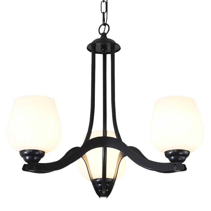 Plafonnier Spoutnik en verre dépoli, 3/6/8 lumières, lustre traditionnel de salon en noir avec forme de coupe Clearhalo