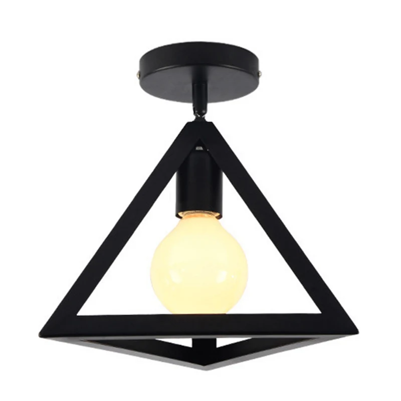 Plafonnier de style industriel rétro avec cadre en métal en fer forgé noir Clearhalo