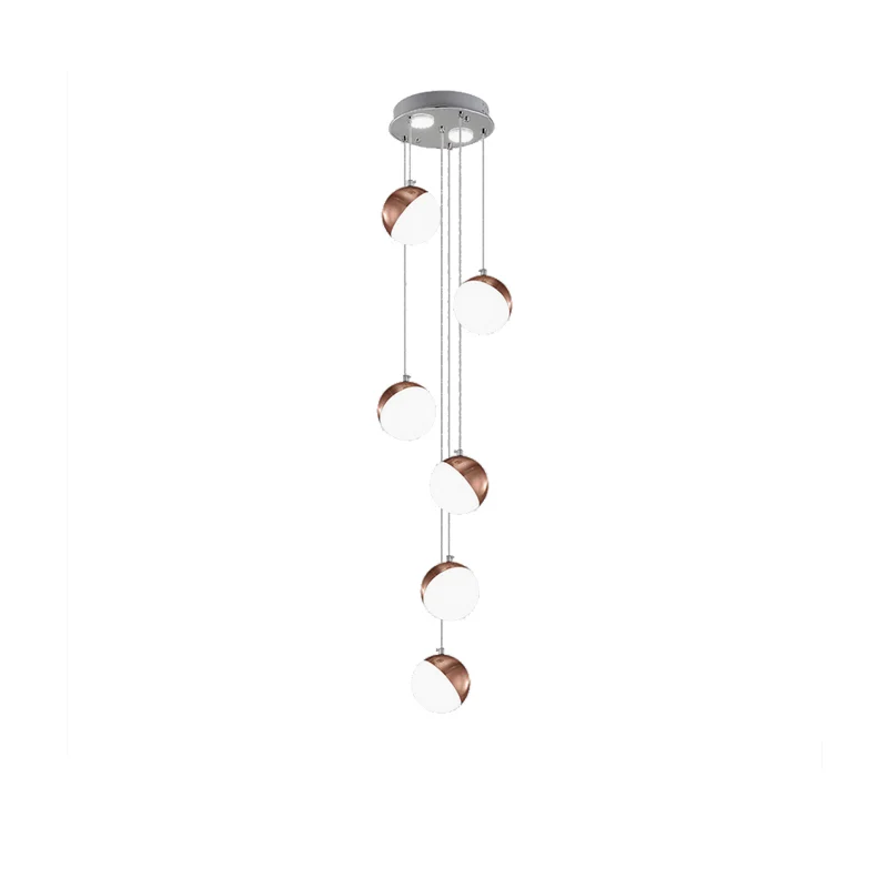 Plafonnier suspendu à abat-jour Globe Simple en métal, 6/8/10 têtes, luminaire suspendu en laiton pour escalier Clearhalo