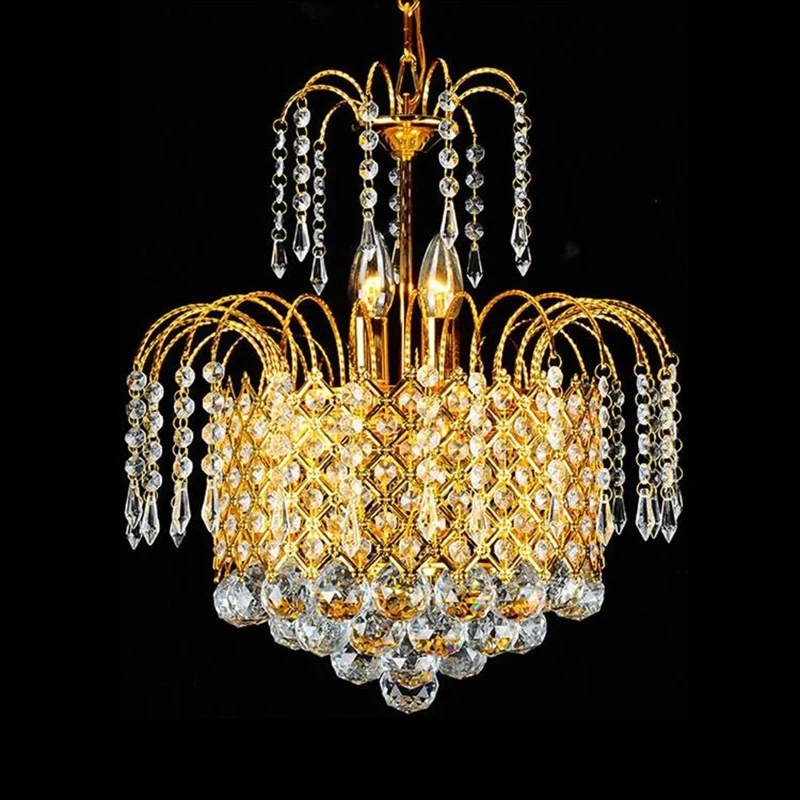 Plafonnier suspendu en cascade, boule de cristal contemporaine à facettes, 5 lumières, lustre doré, 16"/19,5" de large Cle...