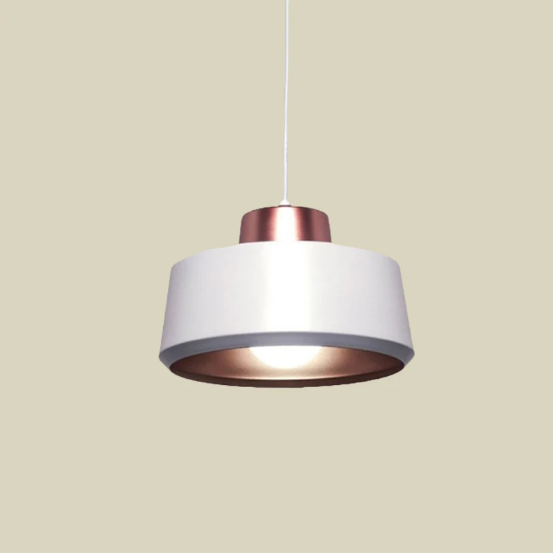 Plafonnier suspendu circulaire nordique moderne en métal à 1 lumière pour salle à manger en blanc Clearhalo