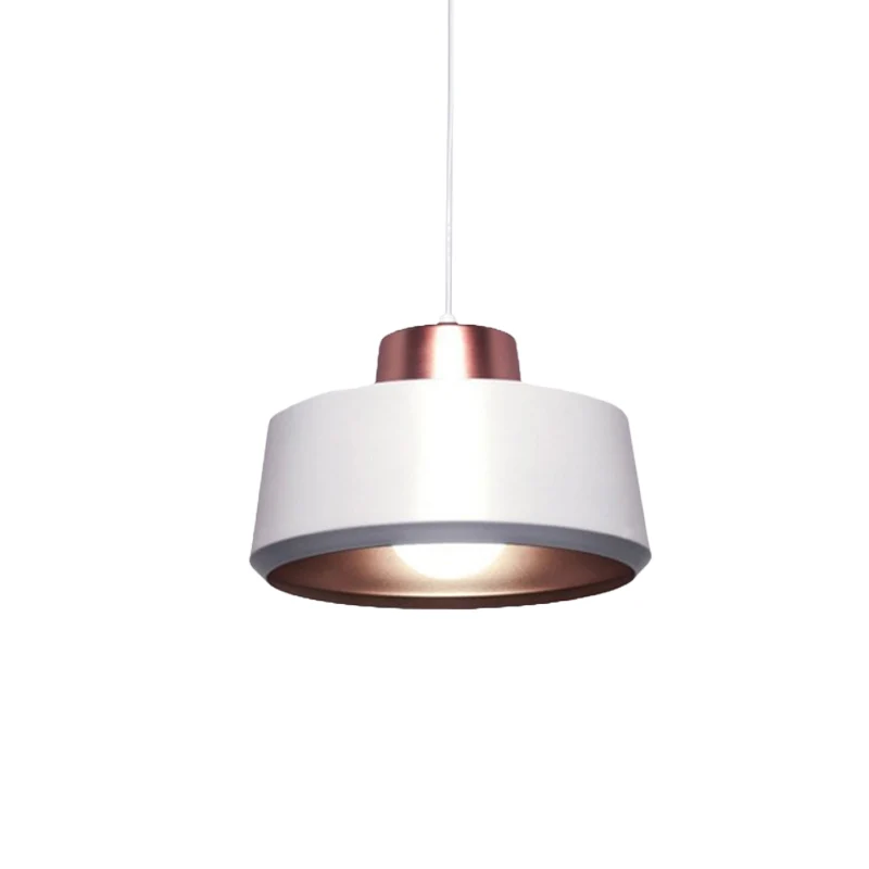 Plafonnier suspendu circulaire nordique moderne en métal à 1 lumière pour salle à manger en blanc Clearhalo
