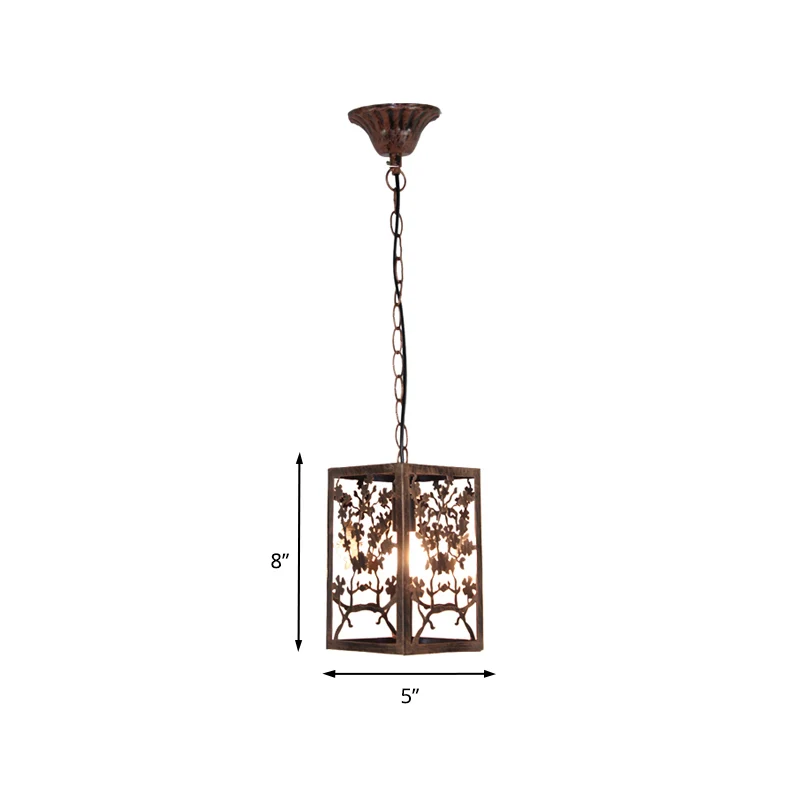 Plafonnier suspendu citrouille/neige/branche en métal traditionnel, 1 lumière, lampe suspendue pour salon avec Cage Clearhalo
