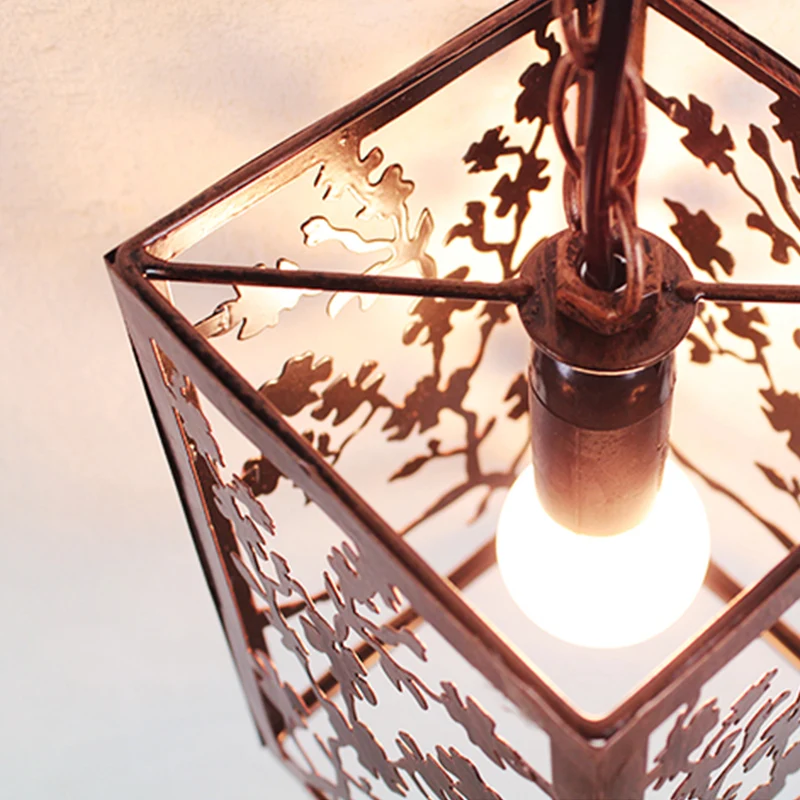 Plafonnier suspendu citrouille/neige/branche en métal traditionnel, 1 lumière, lampe suspendue pour salon avec Cage Clearhalo