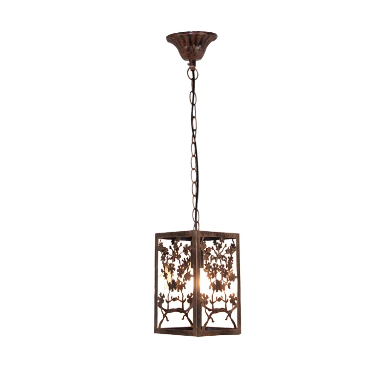 Plafonnier suspendu citrouille/neige/branche en métal traditionnel, 1 lumière, lampe suspendue pour salon avec Cage Clearhalo