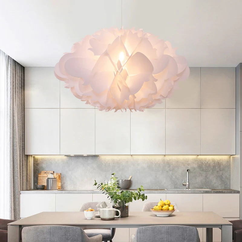 Plafonnier suspendu Cloud Art Déco en acrylique, 1 lumière, suspension blanche pour salle à manger, 16"/23,5" de large Cle...