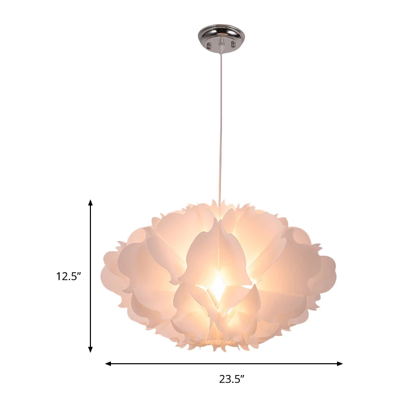 Plafonnier suspendu Cloud Art Déco en acrylique, 1 lumière, suspension blanche pour salle à manger, 16"/23,5" de large Cle...