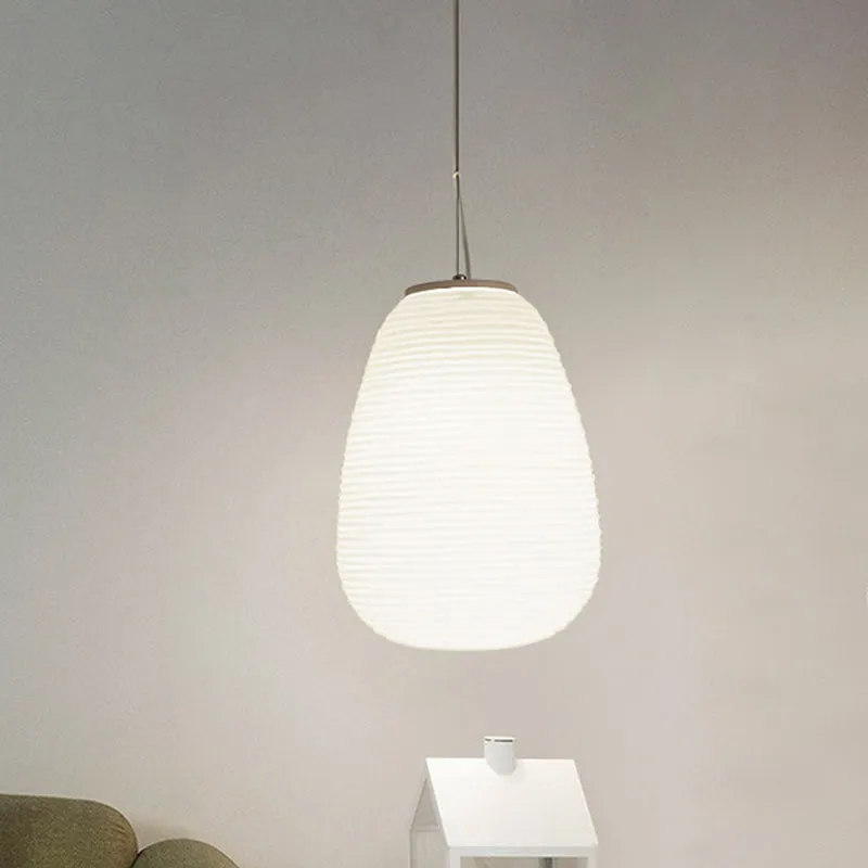 Plafonnier suspendu Cocoon Post moderne en verre nervuré 1 lumière blanche Clearhalo