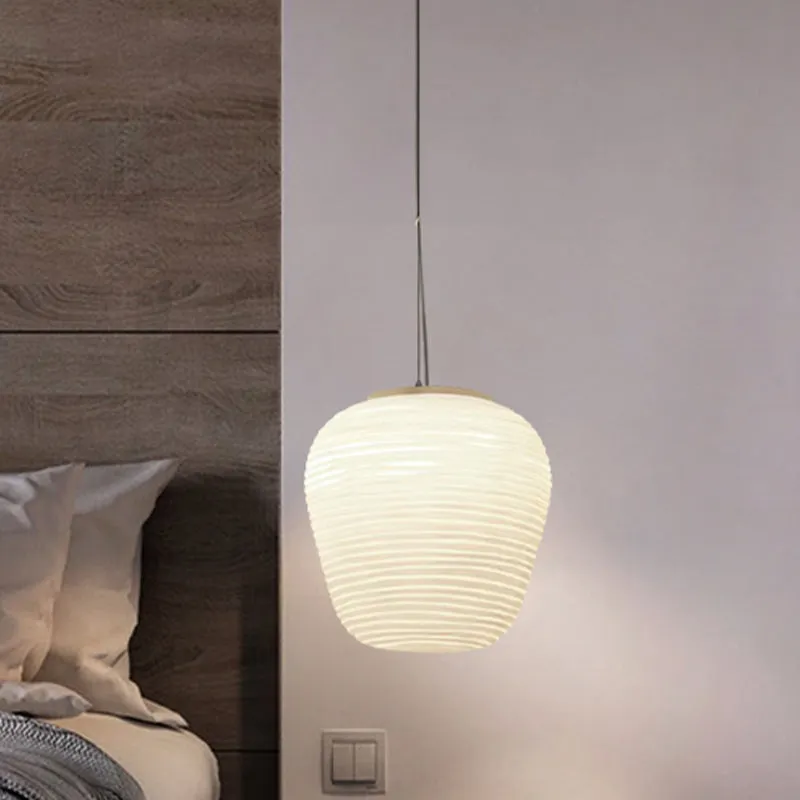 Plafonnier suspendu Cocoon Post moderne en verre nervuré 1 lumière blanche Clearhalo