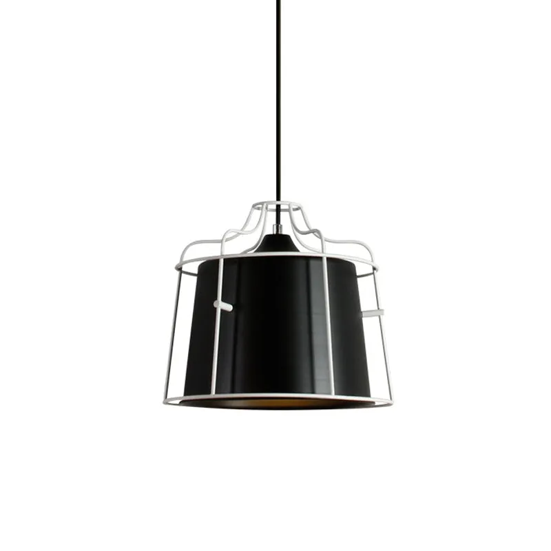 Plafonnier suspendu conique à 1 lumière avec abat-jour en cage, éclairage suspendu en métal noir/bleu de Style moderne sur...