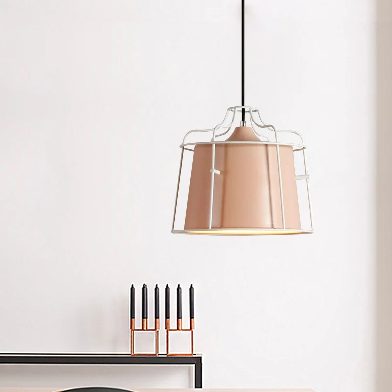 Plafonnier suspendu conique à 1 lumière avec abat-jour en cage, éclairage suspendu en métal noir/bleu de Style moderne sur...