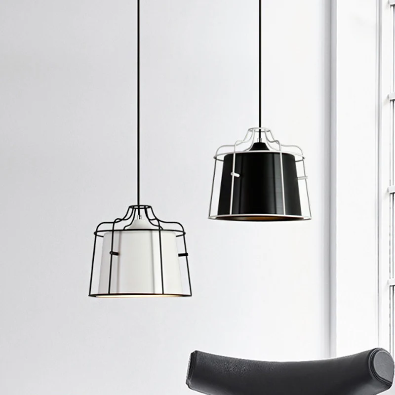 Plafonnier suspendu conique à 1 lumière avec abat-jour en cage, éclairage suspendu en métal noir/bleu de Style moderne sur...