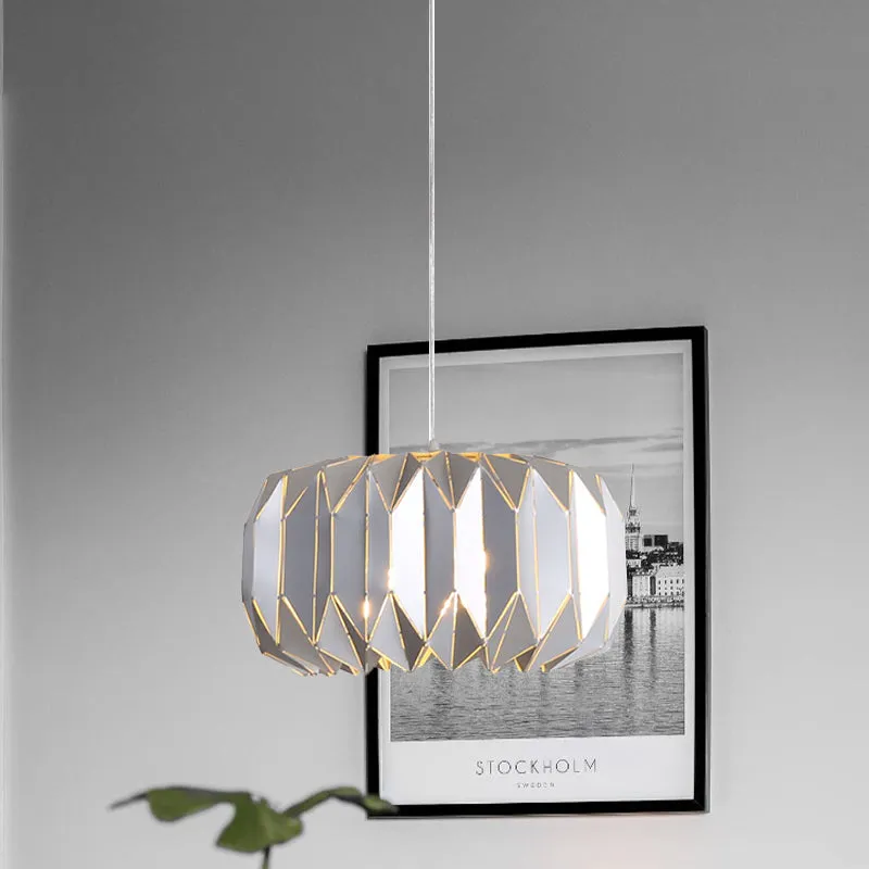 Plafonnier suspendu contemporain à 1 lumière avec abat-jour en métal, kit de lampe suspendue citrouille argenté/noir Clear...