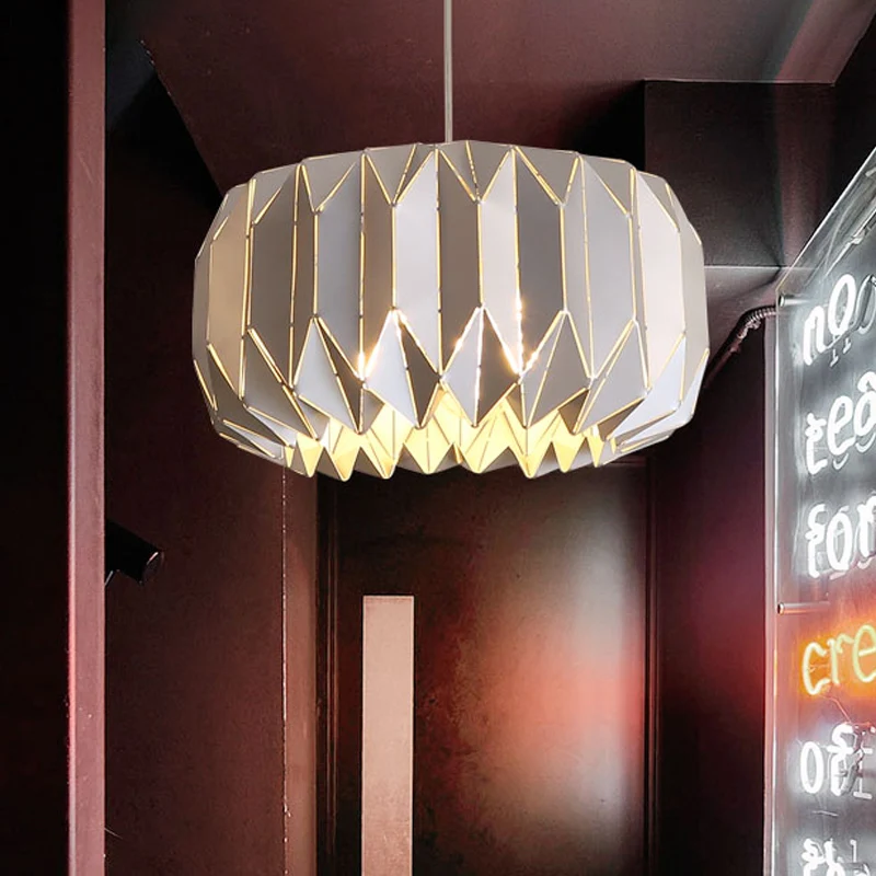 Plafonnier suspendu contemporain à 1 lumière avec abat-jour en métal, kit de lampe suspendue citrouille argenté/noir Clear...