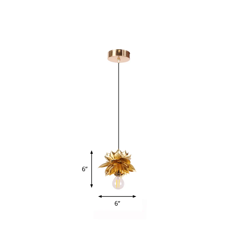 Plafonnier suspendu Country Lotus, 1 tête, pendentif en métal en laiton pour salle à manger Clearhalo