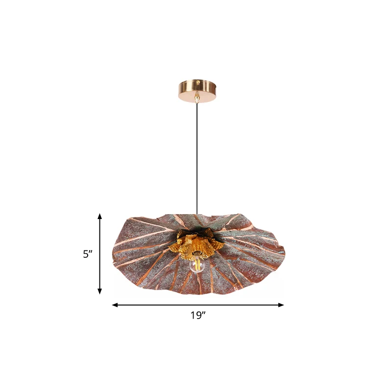Plafonnier suspendu Country Lotus, 1 tête, pendentif en métal en laiton pour salle à manger Clearhalo