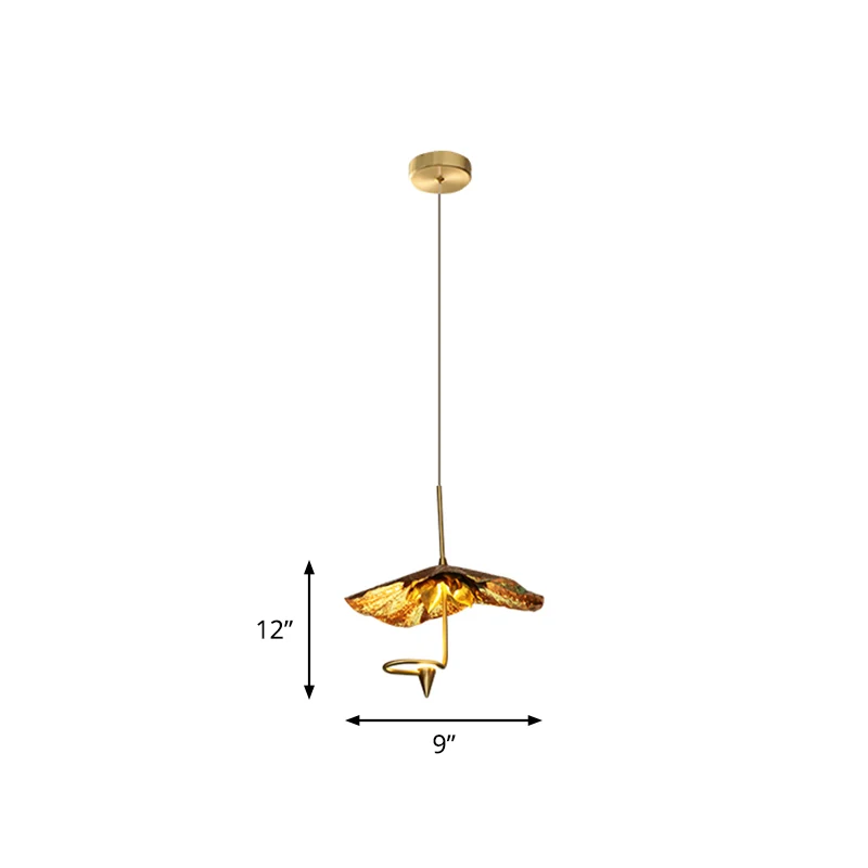 Plafonnier suspendu Country Lotus, 1 tête, pendentif en métal en laiton pour salle à manger Clearhalo